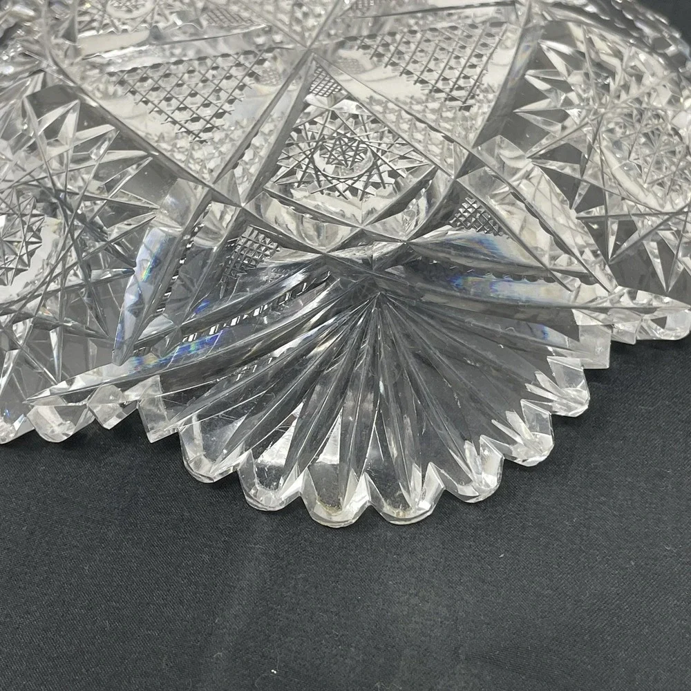 Antique American Brilliant Cut Glass Shallow Bowl Plate‎ 7